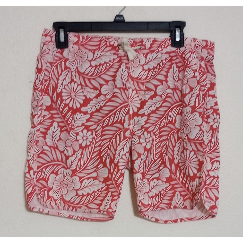 Fair Harbor Kids Red White Floral Swim Trunks Board Shorts XL